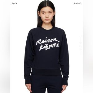 Maison Kitsune Navy Handwriting Adjusted Sweatshirt